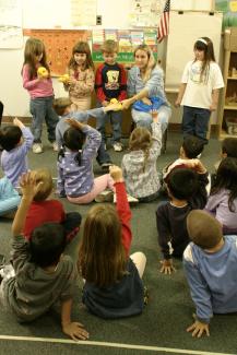 students and teacher in classroom