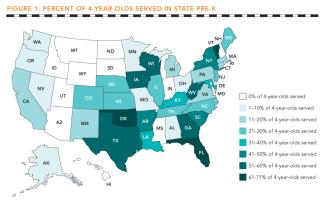 percent of four year olds served in state pre-k map