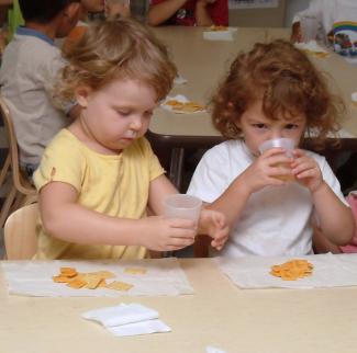 children at snack time