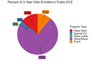 pie chart illustrating percent of new mexico 3 year olds enrolled in public ECE